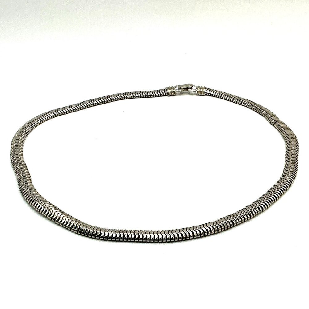 Silver Tone Herringbone Chain Necklace